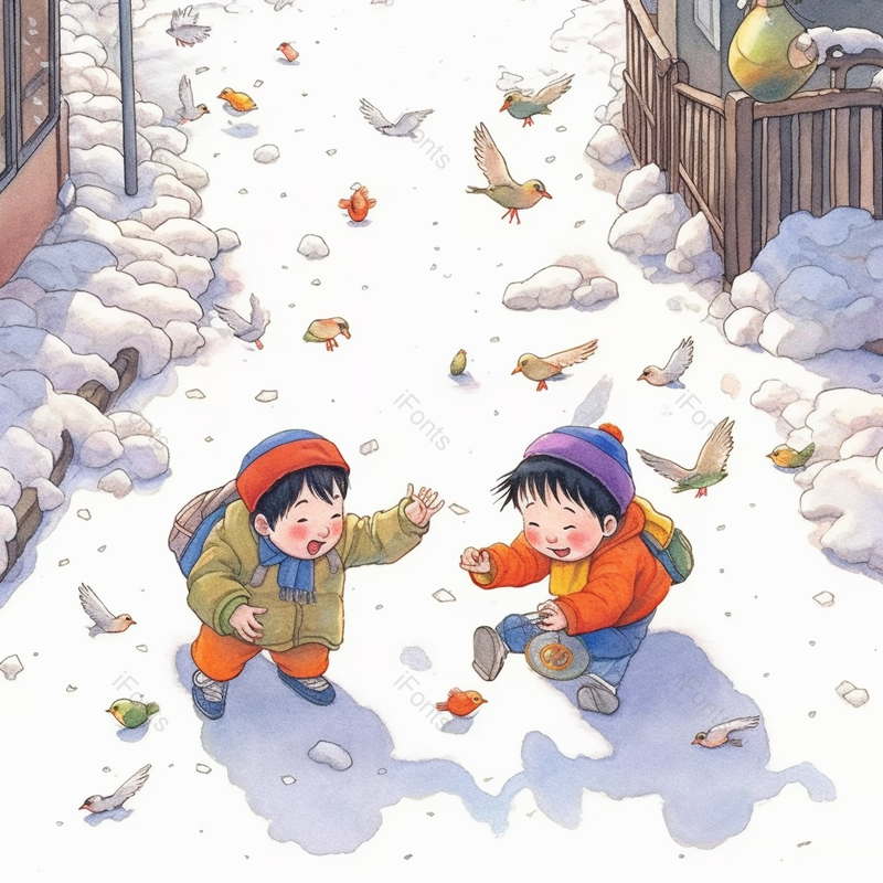 冬天六一节日儿童插画背景,插画/手绘图,插画/手绘图库,插画/手绘图下载,插画/手绘